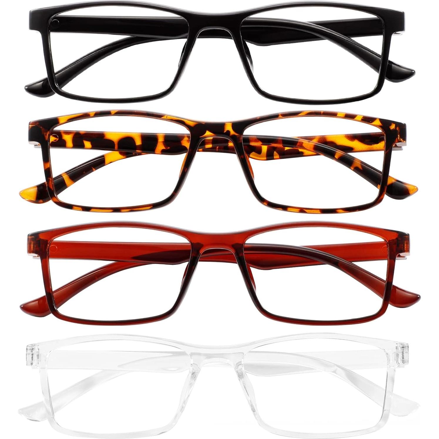 Gafas Rectangulares Bloqueadoras de Luz Azul Przene - 4 Pack Unisex