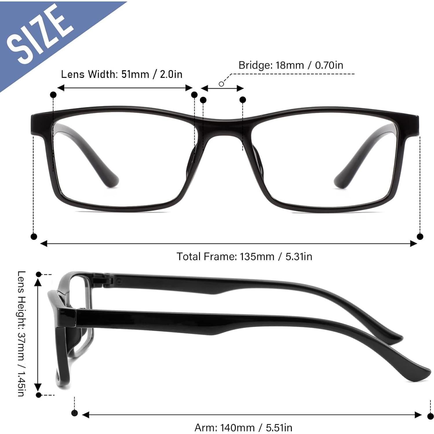 Gafas Rectangulares Bloqueadoras de Luz Azul Przene - 4 Pack Unisex