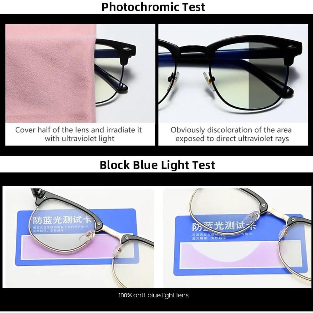 Gafas Retro Clubmaster Unisex con Bloqueo Luz Azul UV400