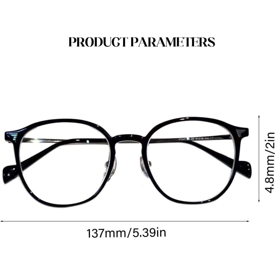 Vintage Blue Light Filter Glasses Clear Ultra-Light Frame Anti Eyestrain UV Glare Eyewear Universal Frame for Women, Bright Black