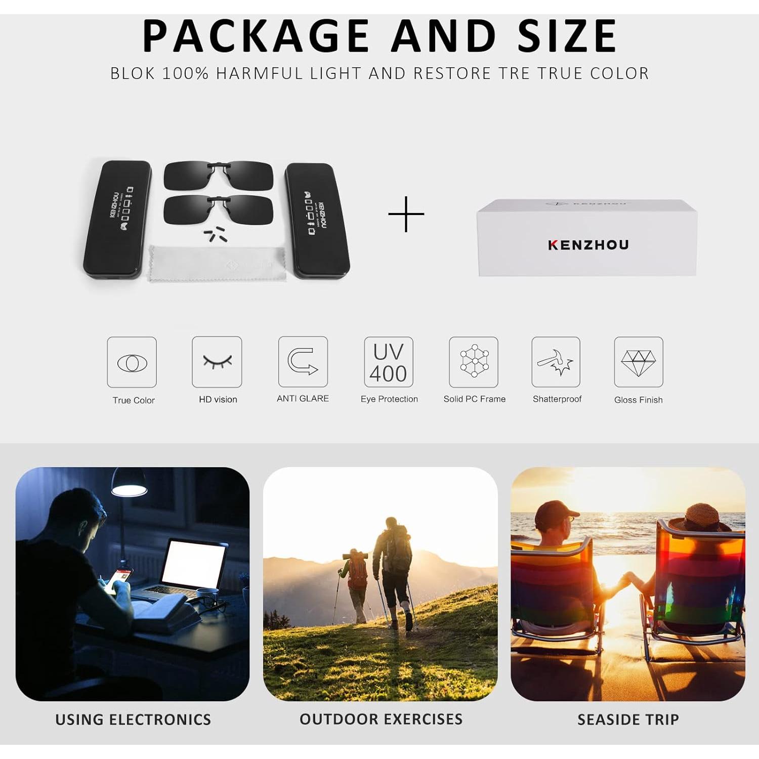 Gafas de Lectura Clip-on K KENZHOU con Filtro Luz Azul UV400