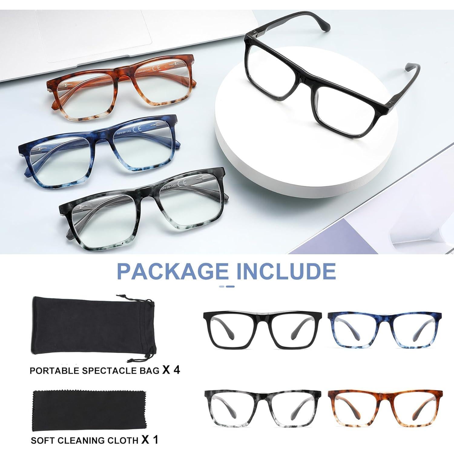 Gafas de lectura PRUTILOOKSY 4-Pack +2.75 luz azul hombres