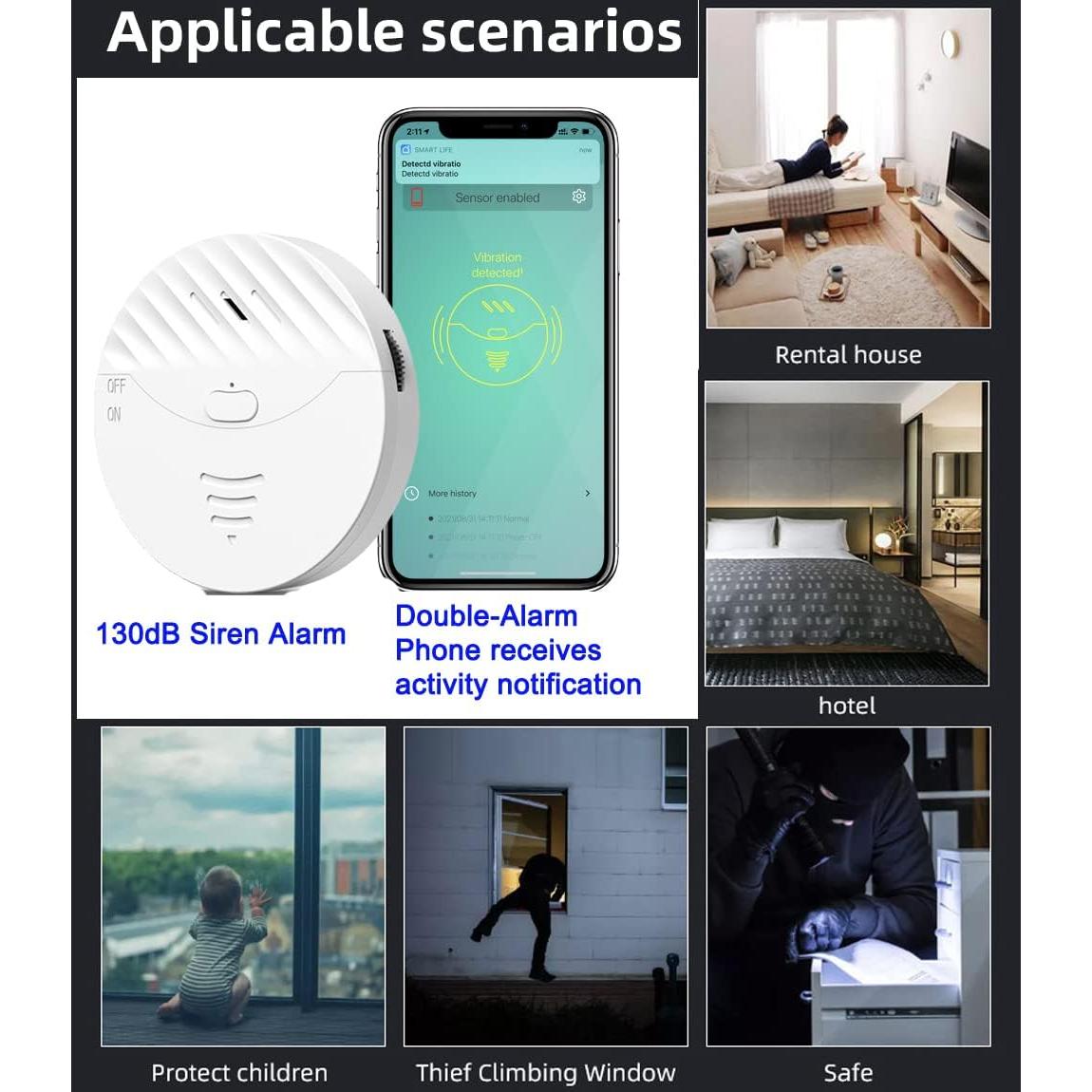 Sistema de Alarma de Ventana WiFi Evernary C100-2, 130dB