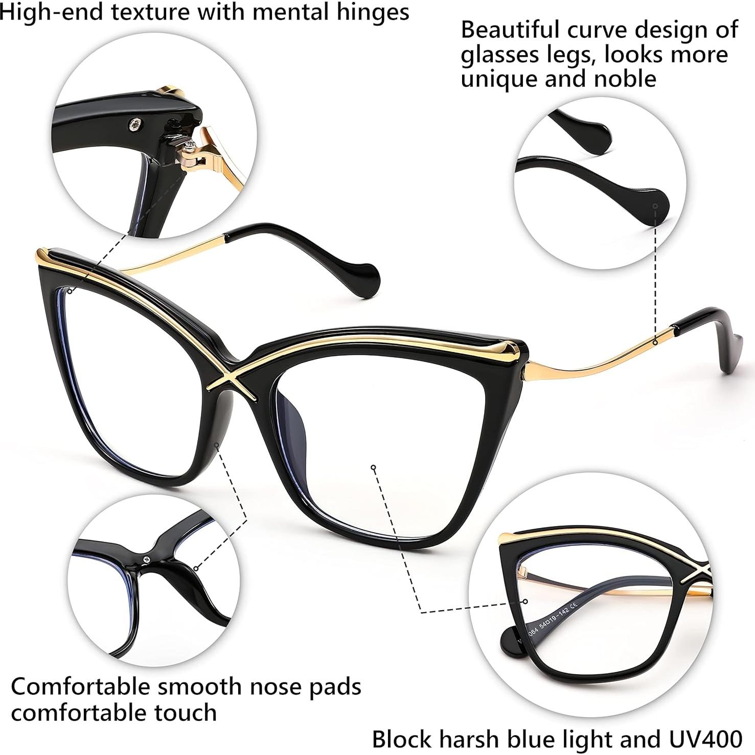 Gafas Cuadradas Sobredimensionadas FEISEDY Anti Luz Azul