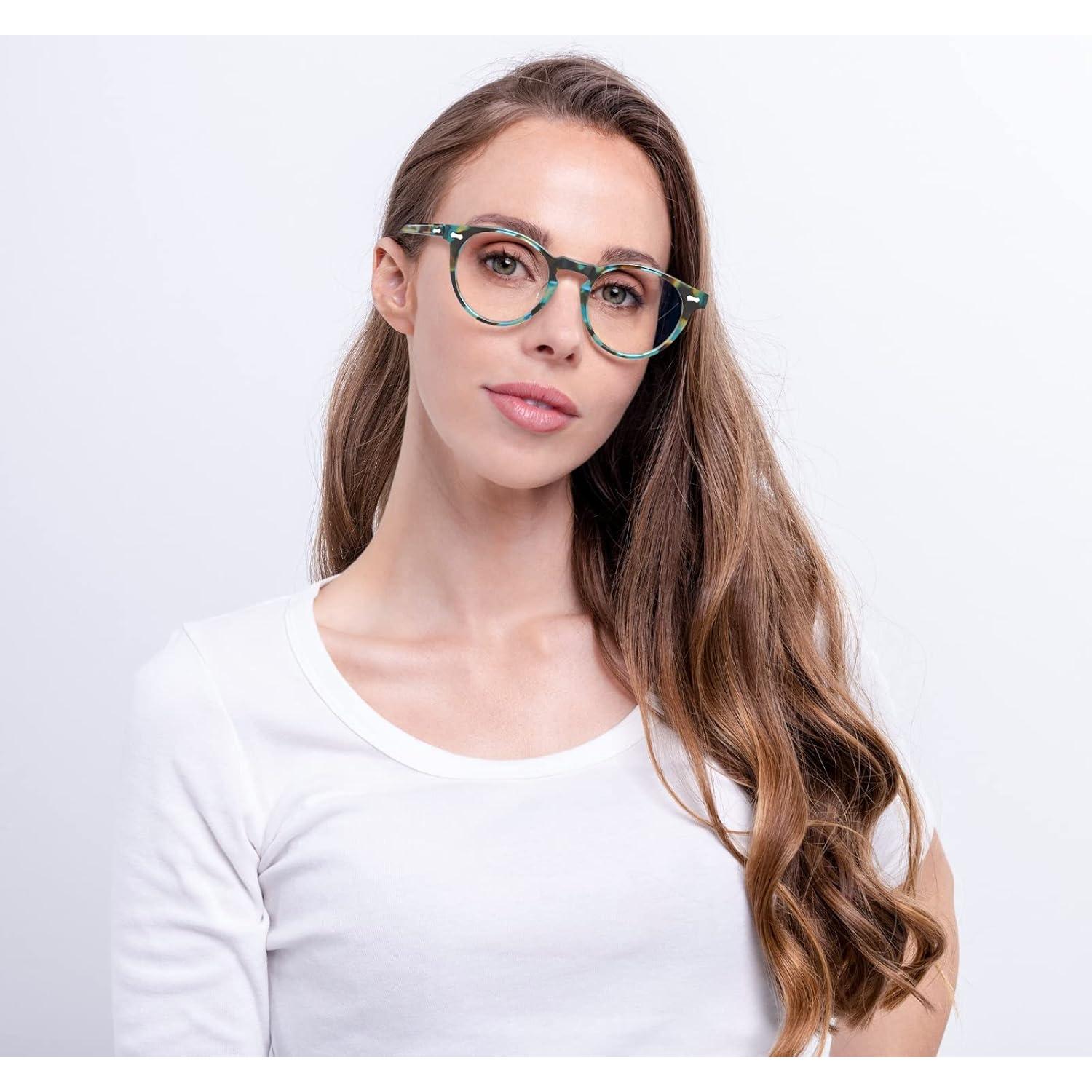 Gafas de Luz Azul CARFIA Redondas Acetato UV400 Mujeres