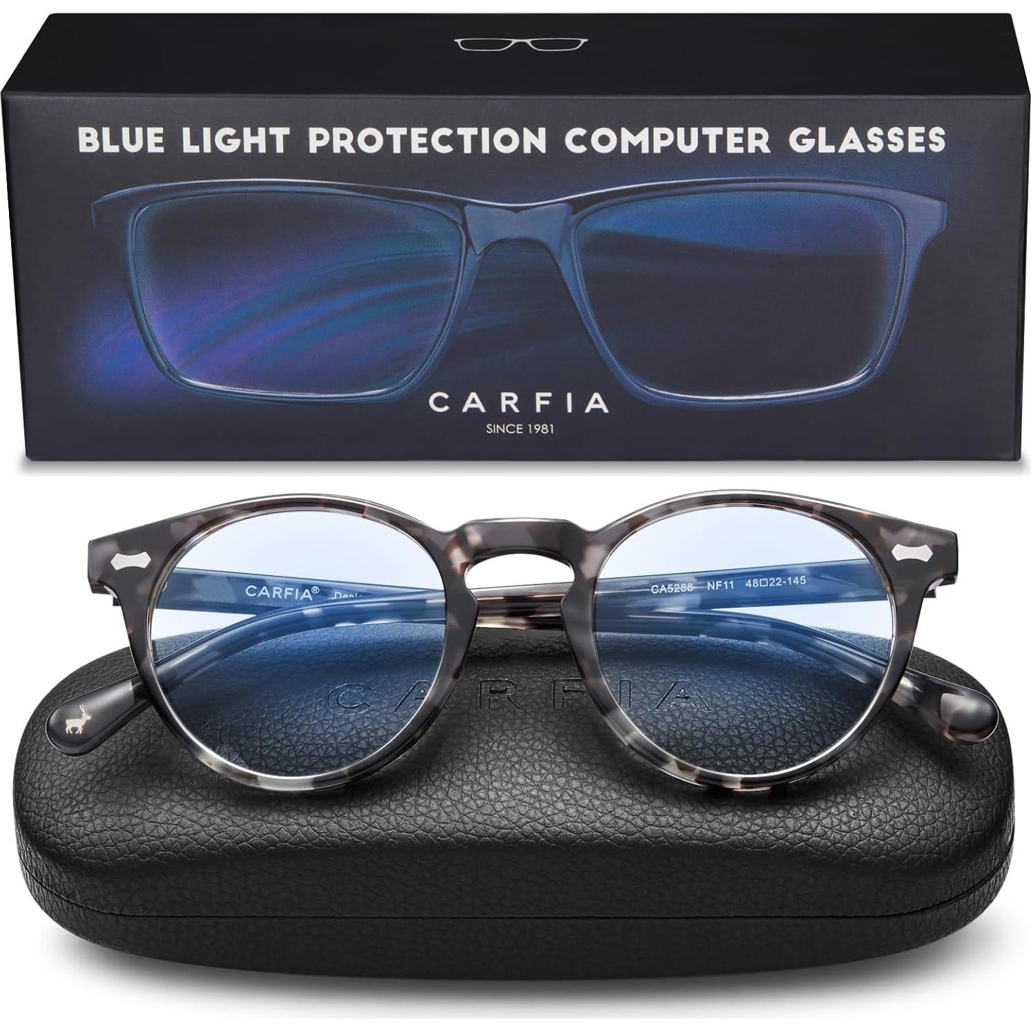 Gafas de Luz Azul CARFIA Redondas Acetato UV400 Mujeres