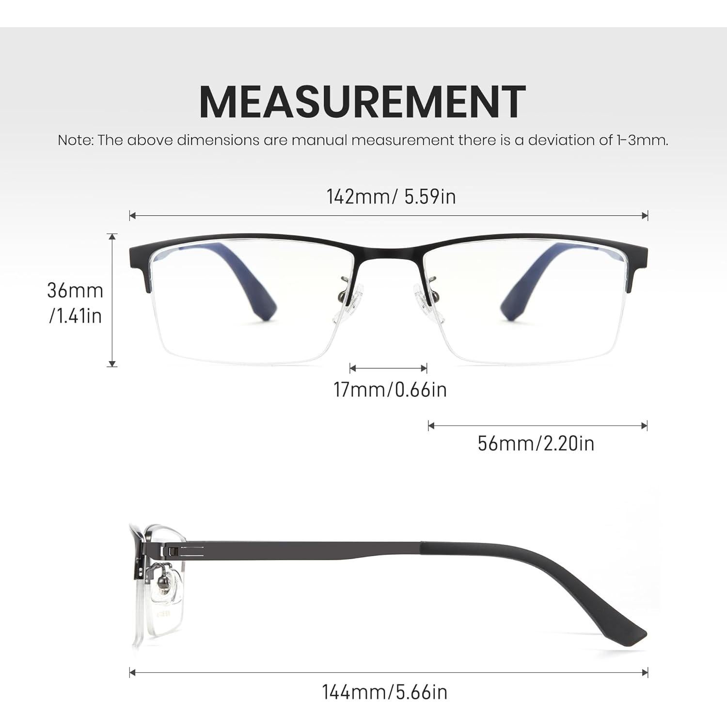 Gafas de Titanio Cyxus para Hombres - Semi Montura Cuadradas