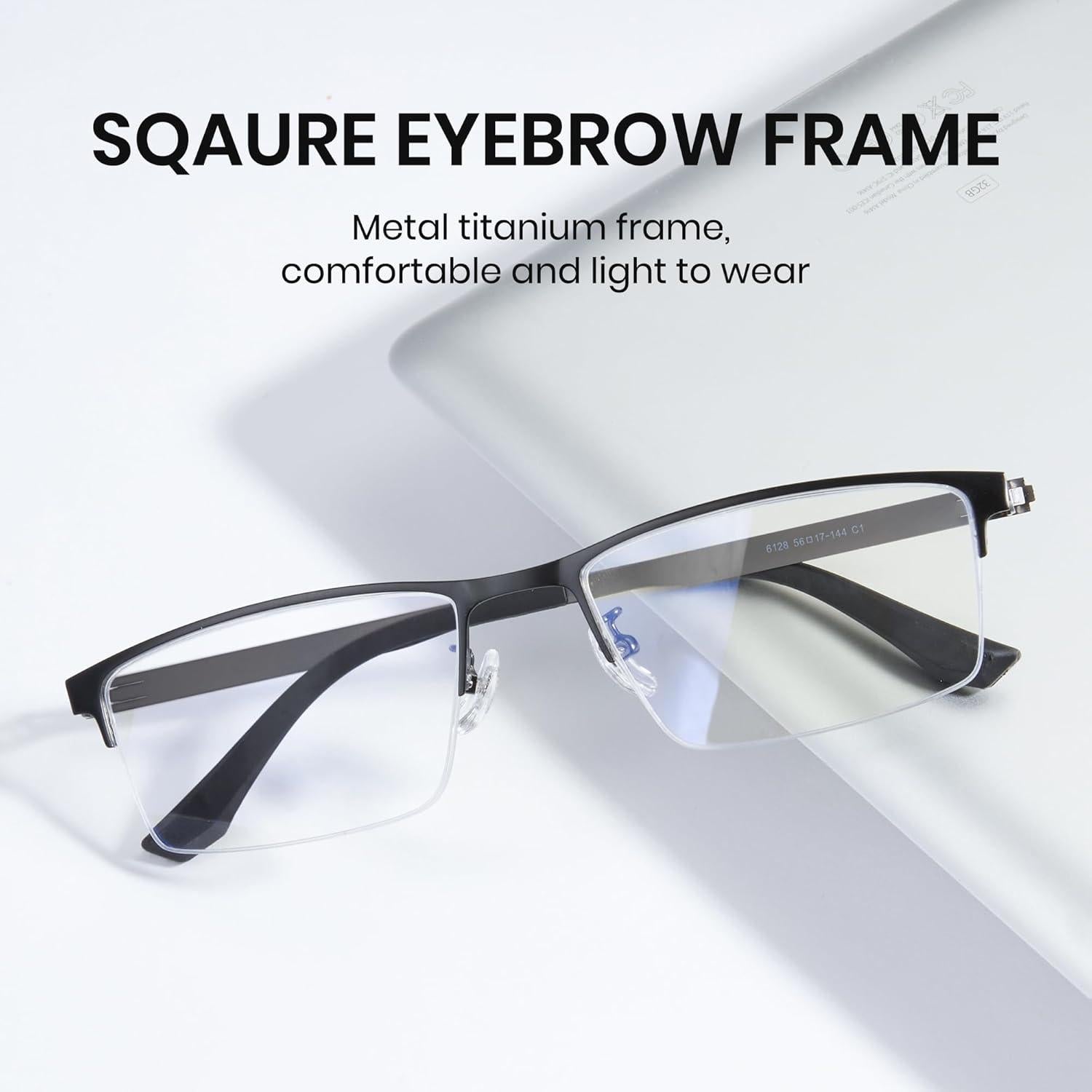 Gafas de Titanio Cyxus para Hombres - Semi Montura Cuadradas