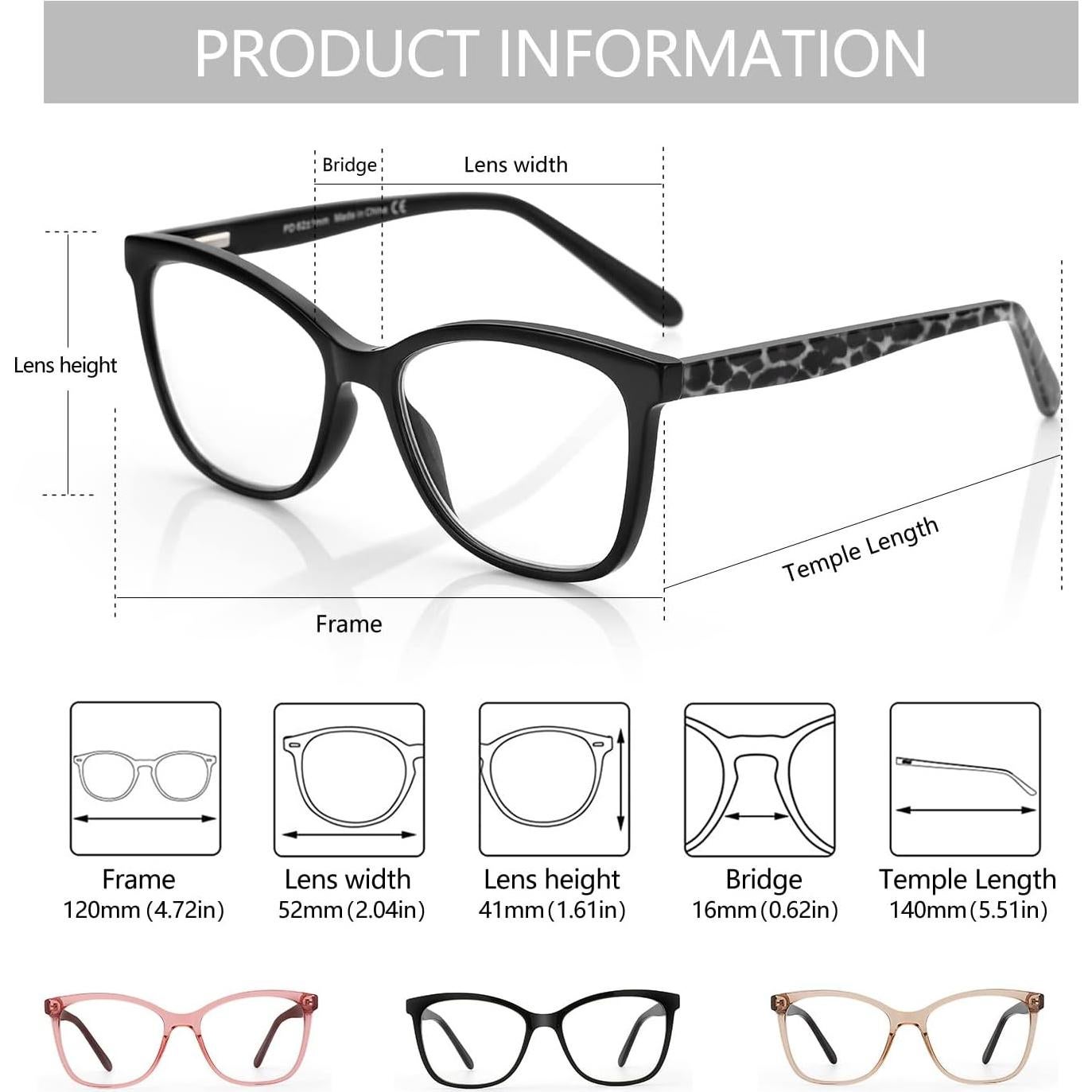 Gafas de Lectura ZENOTTIC Mujer Cateye Anti Luz Azul +3.0