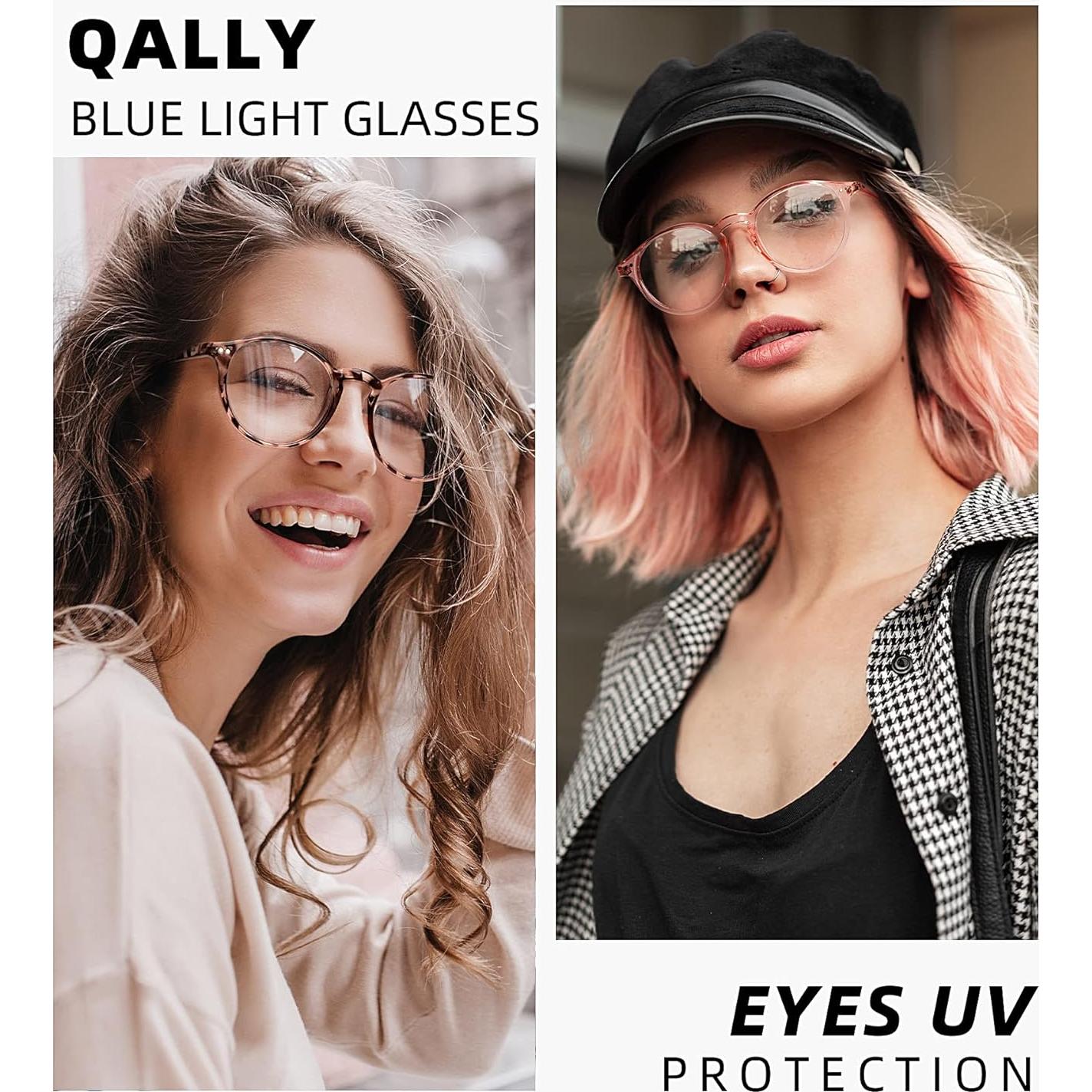 Gafas de bloqueo de luz azul QALLY para mujeres, modelo QB4513, diseño redondo