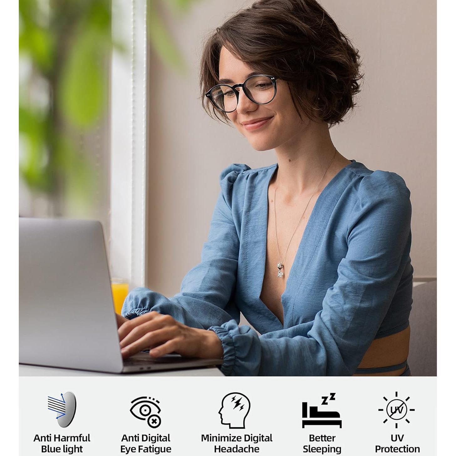 Gafas de bloqueo de luz azul QALLY para mujeres, modelo QB4513, diseño redondo