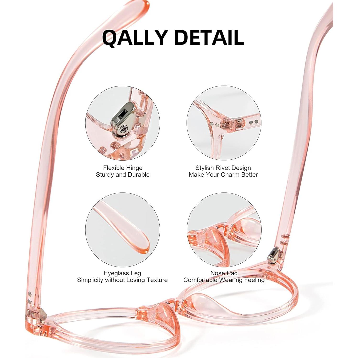 Gafas de bloqueo de luz azul QALLY para mujeres, modelo QB4513, diseño redondo