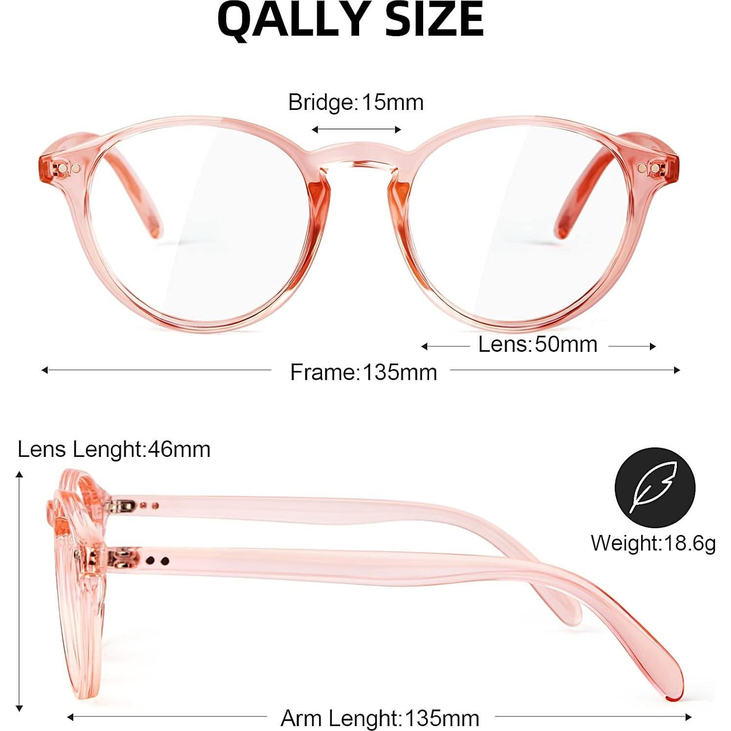 Gafas de bloqueo de luz azul QALLY para mujeres, modelo QB4513, diseño redondo