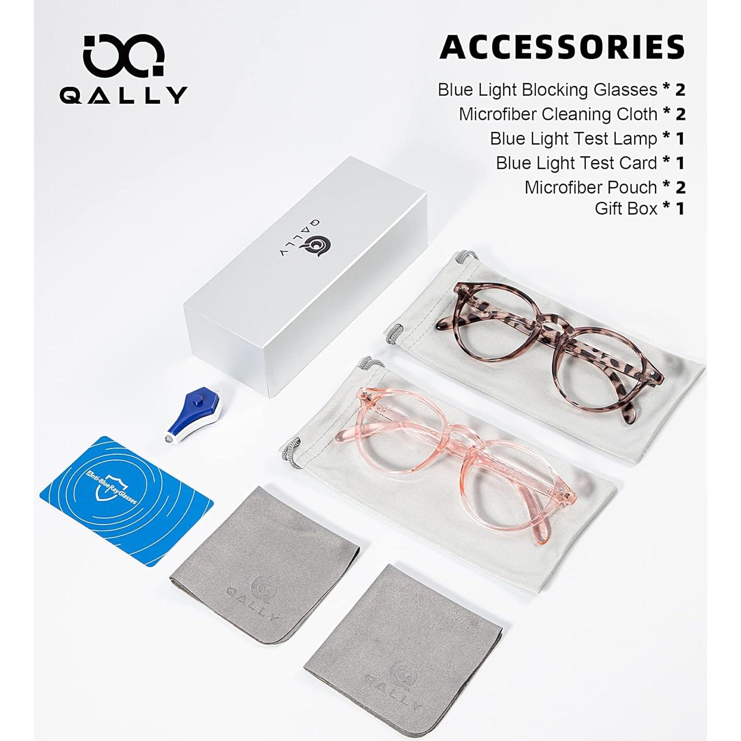 Gafas de bloqueo de luz azul QALLY para mujeres, modelo QB4513, diseño redondo