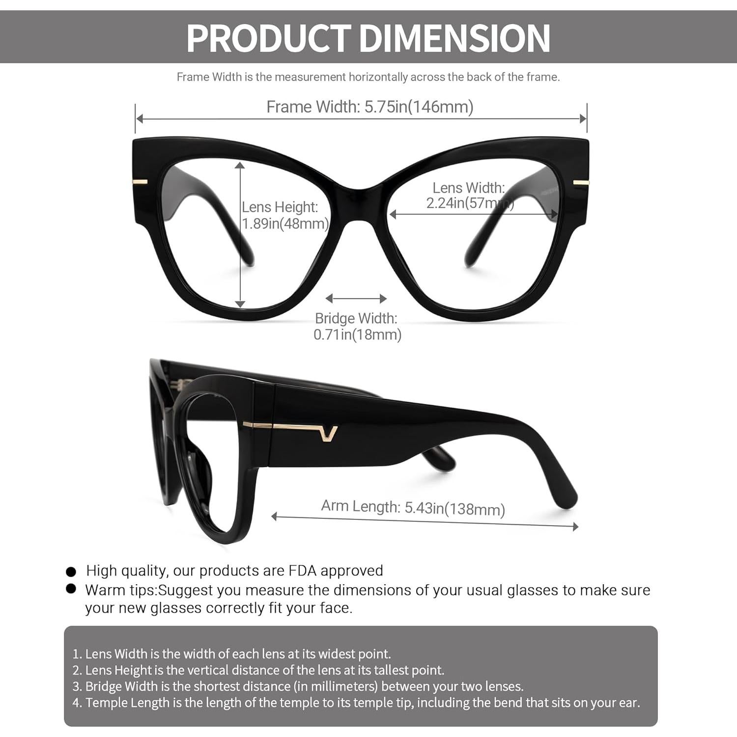 Gafas de sol VOOGLAM ojo de gato grandes bloqueo luz azul