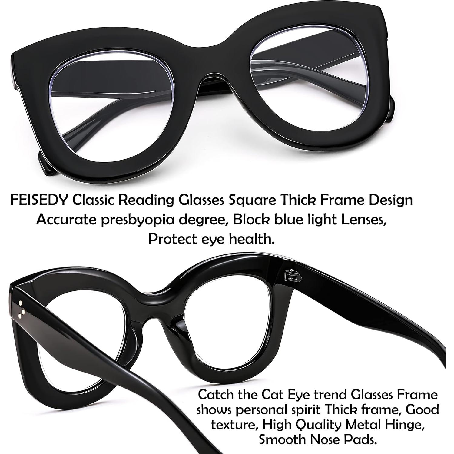 Gafas de Lectura FEISEDY Retro Cateye con Filtro Luz Azul 1.5x