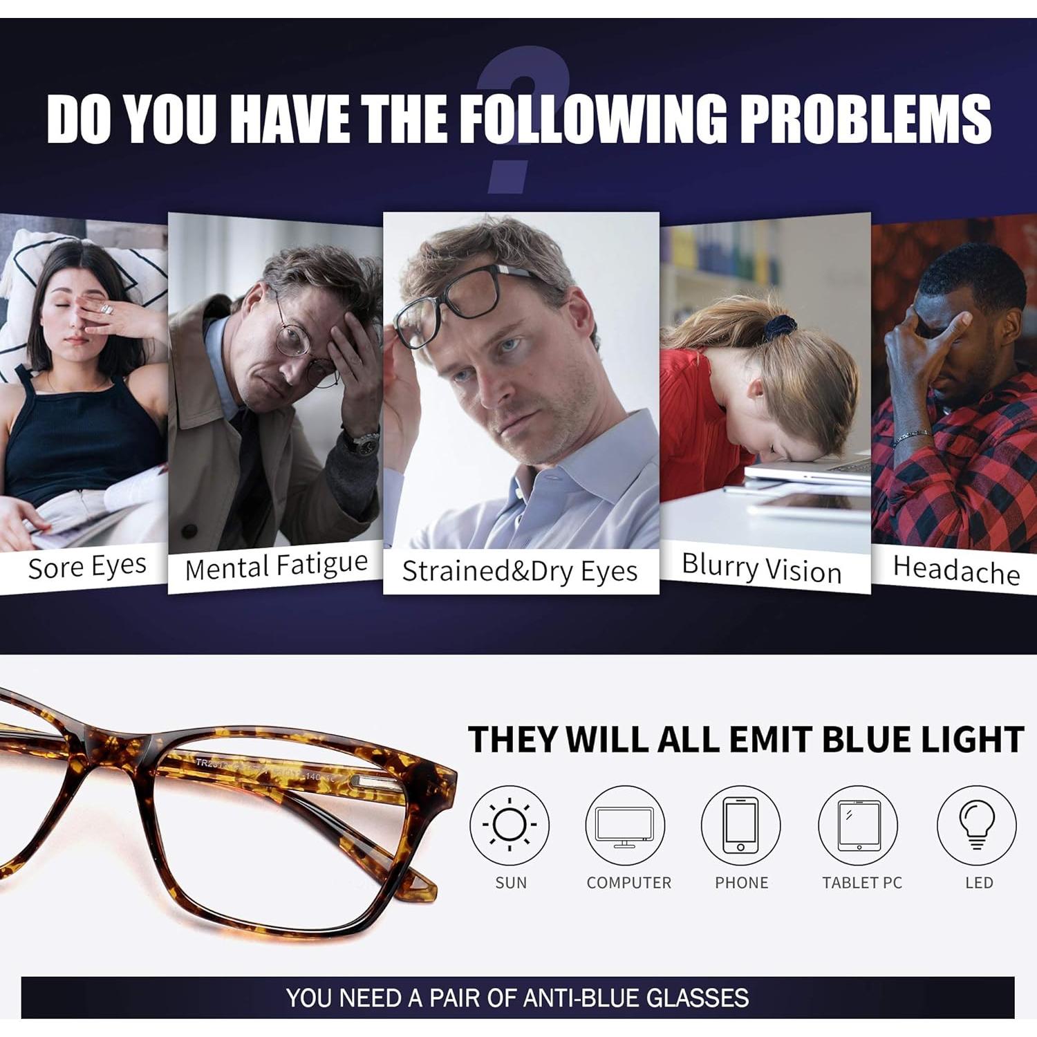 Gafas Bloqueadoras de Luz Azul STORYCOAST Unisex TR90 (Negro + Leopardo)