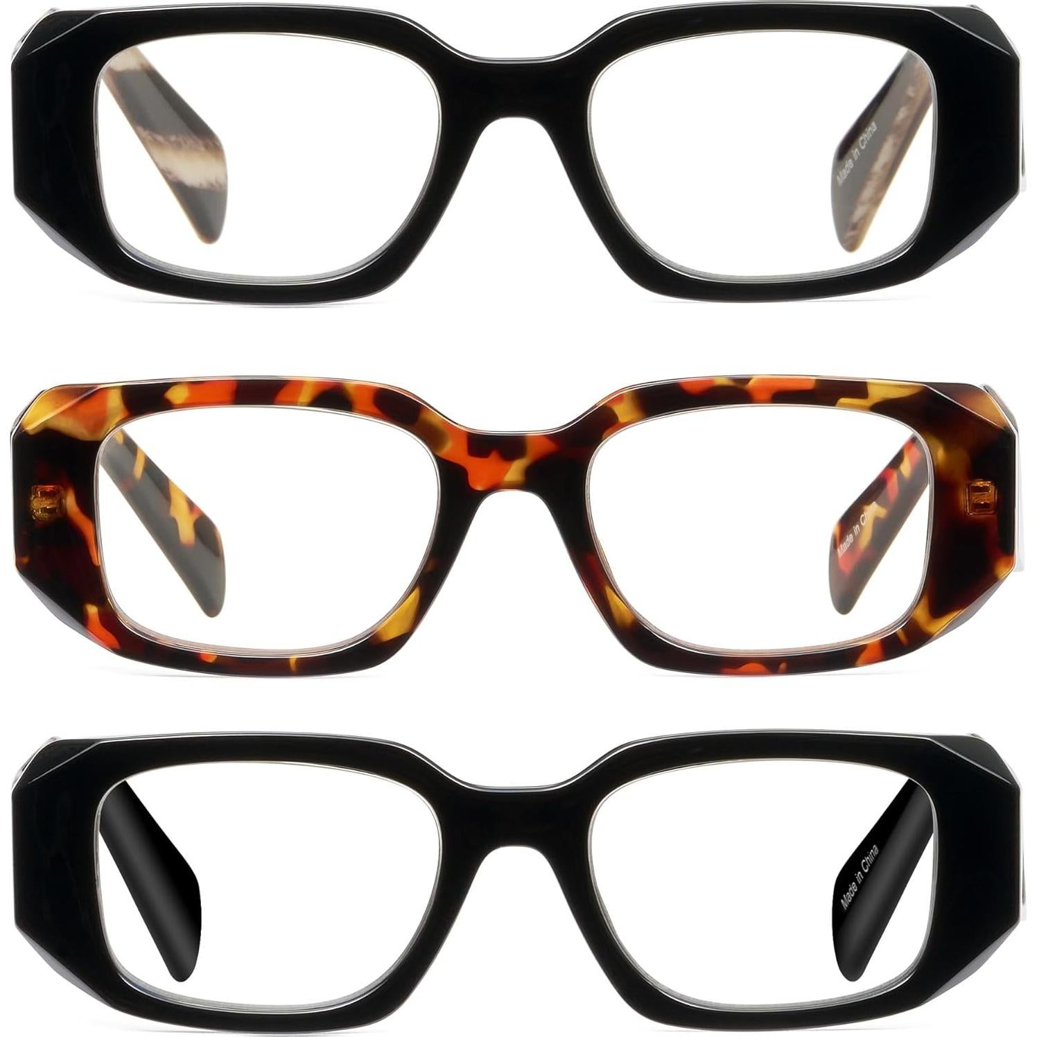 Gafas de Lectura Cuadradas JM - 3 Paquete Color Mezclado - Anti Fatiga Visual