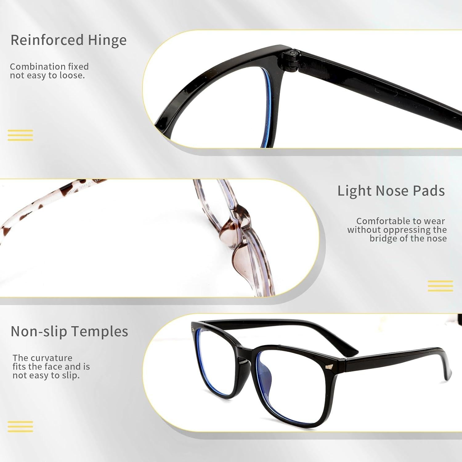 Gafas de Luz Azul ZNHIS - Paquete de 2, Antifatiga, Transparentes