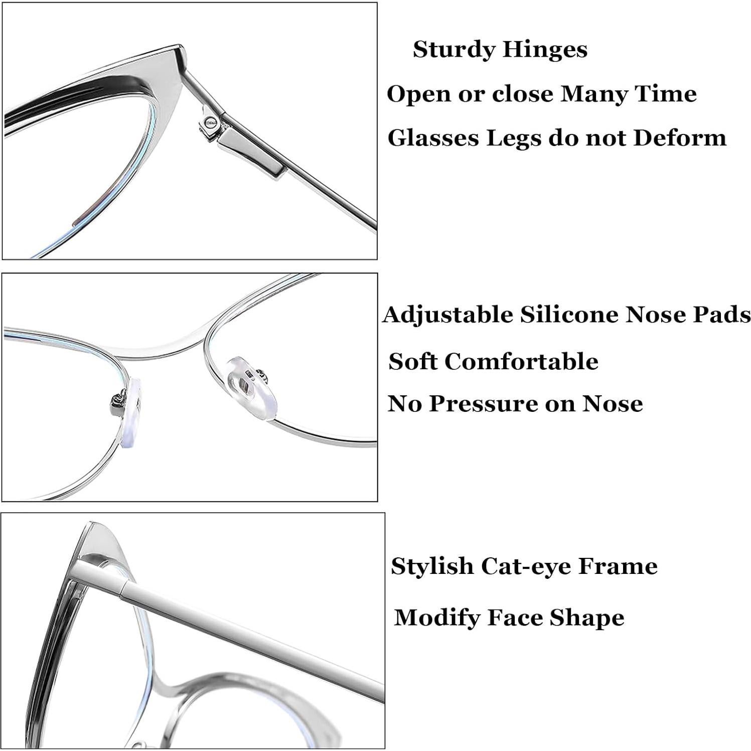 Gafas Cat Eye AOOLIA para Mujeres, Montura Metal Multicolor