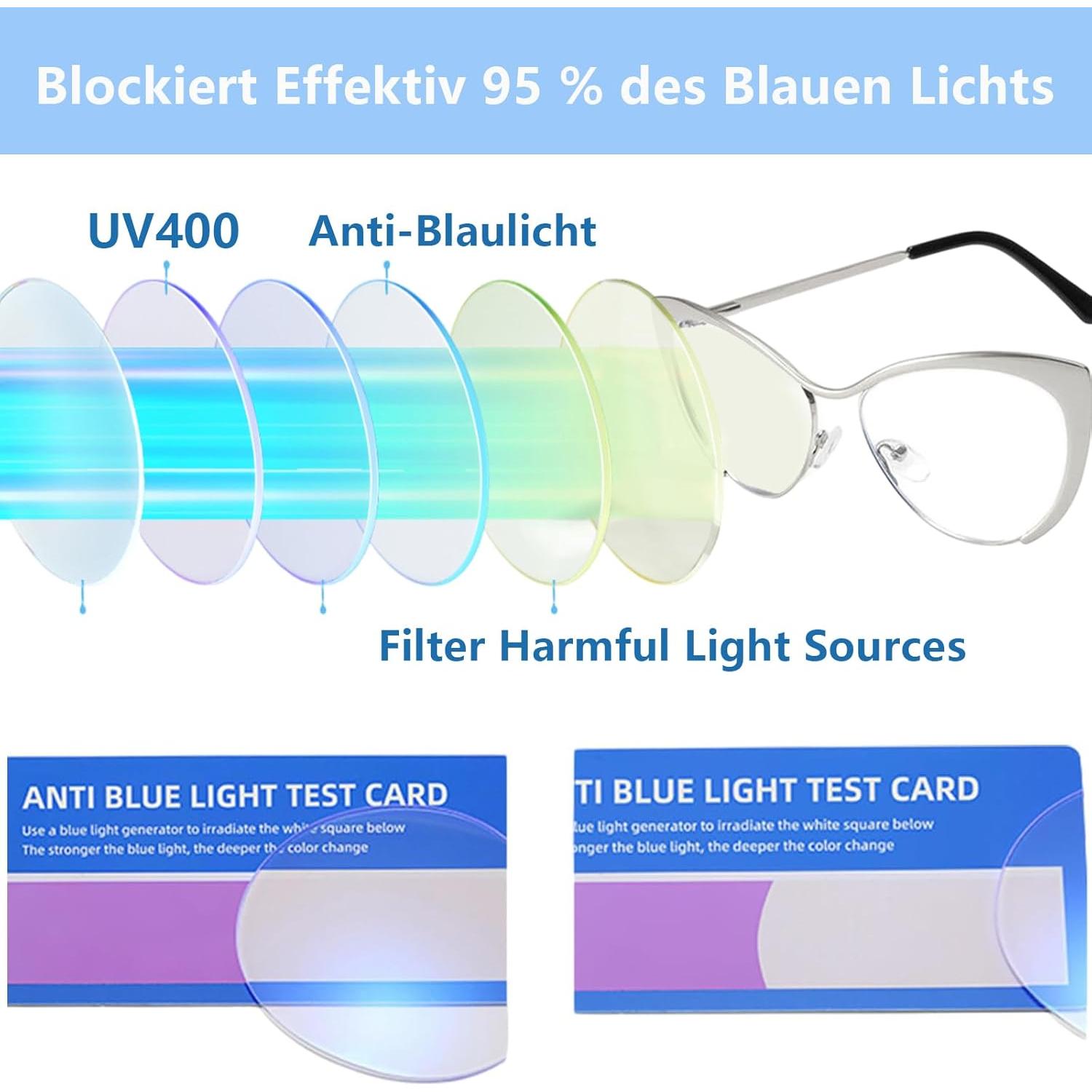 Gafas Cat Eye AOOLIA para Mujeres, Montura Metal Multicolor