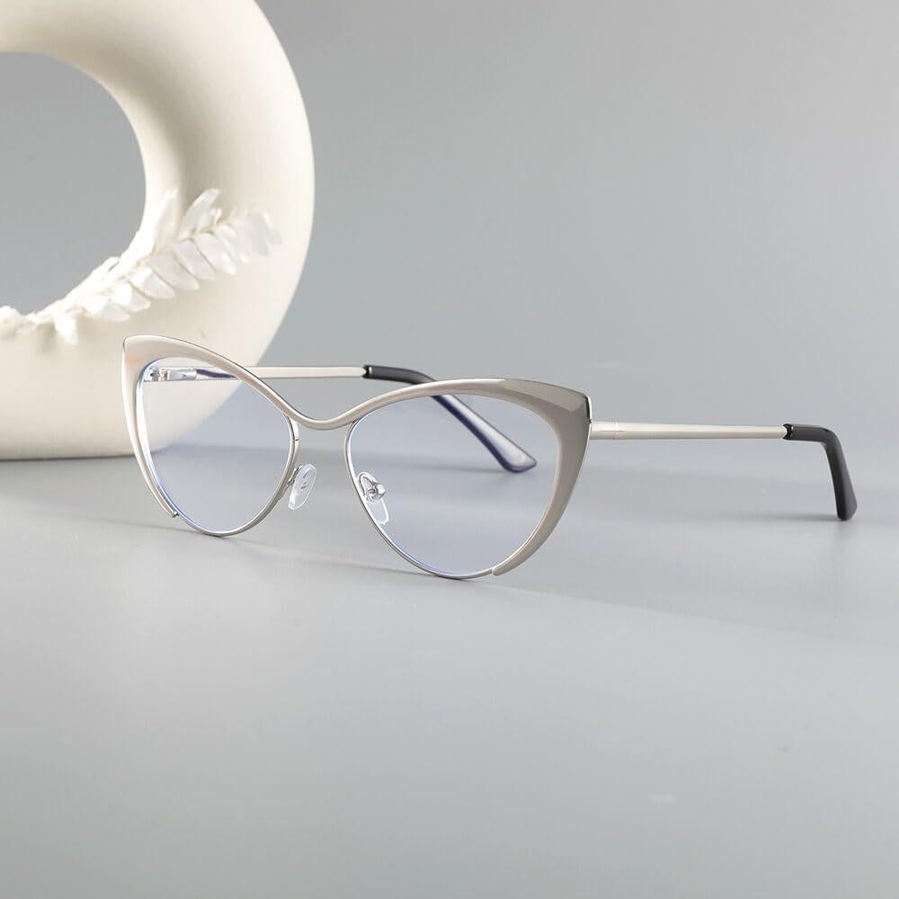 Gafas Cat Eye AOOLIA para Mujeres, Montura Metal Multicolor