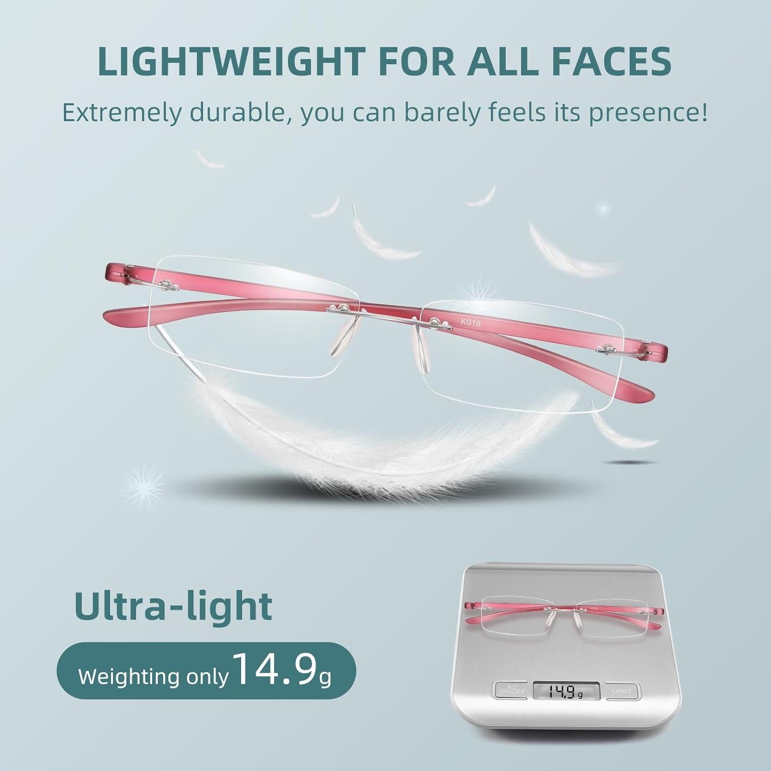 Gafas de Lectura Sin Marco Anti-Luz Azul TR90 2.25 Dioptrías