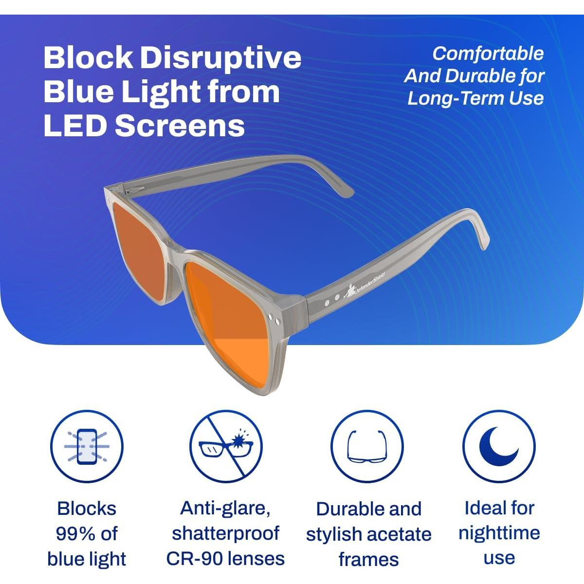 Gafas bloqueadoras de luz azul DefenderShield Naranja - Anti fatiga ocular
