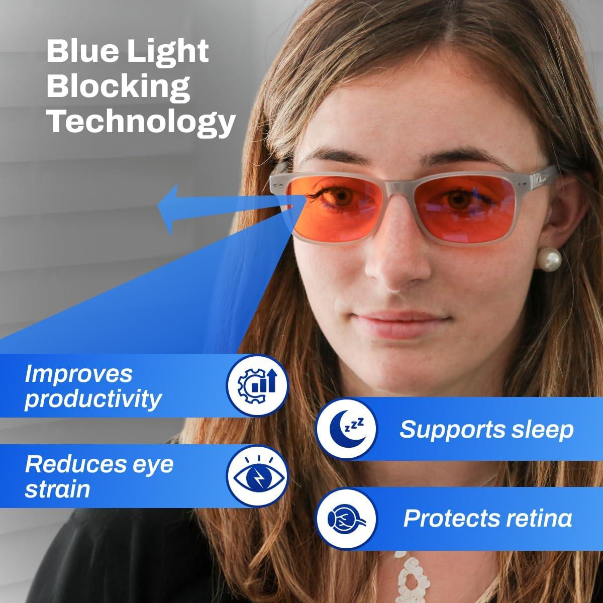 Gafas bloqueadoras de luz azul DefenderShield Naranja - Anti fatiga ocular