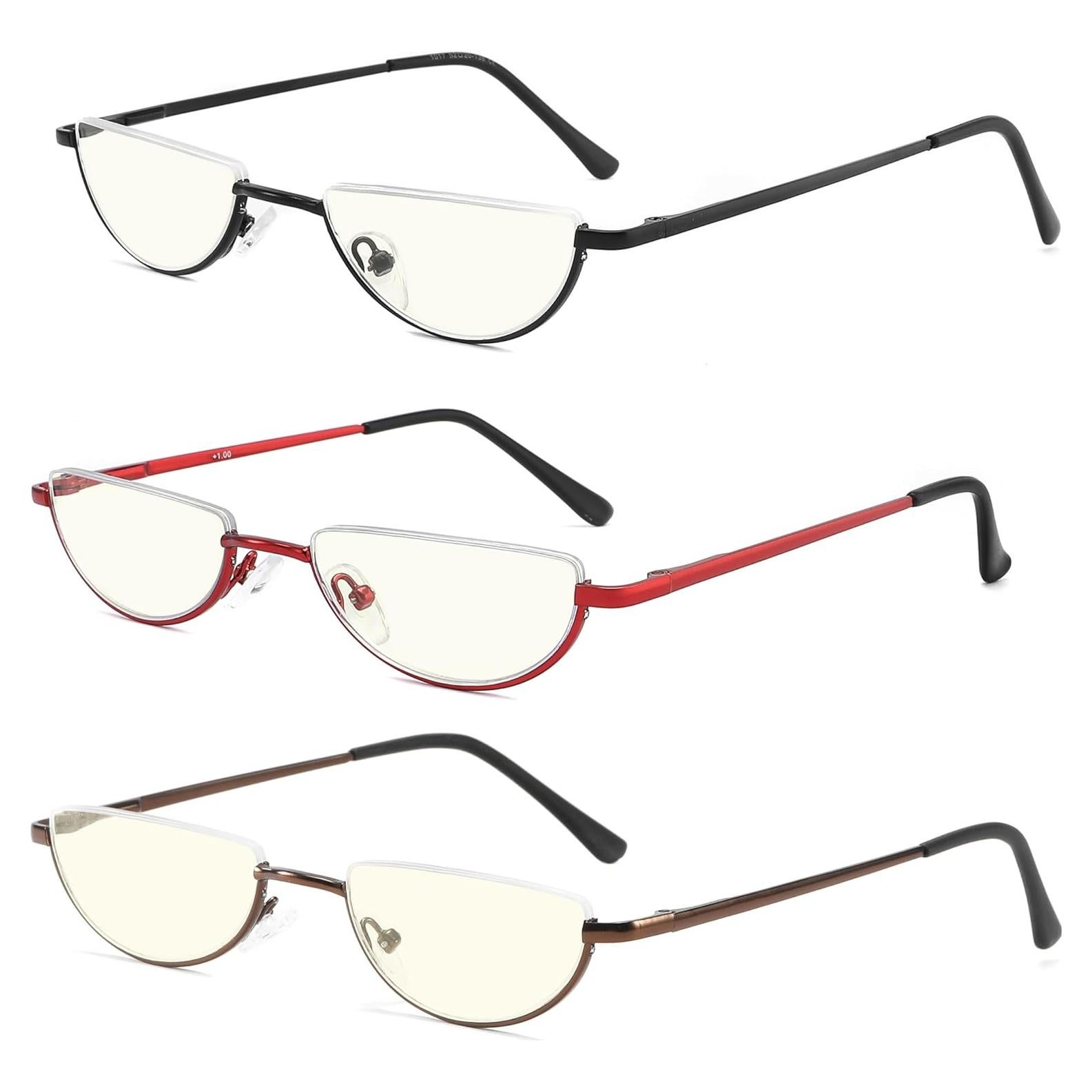 Gafas de lectura TOUK media montura anti luz azul UV400 3 pcs