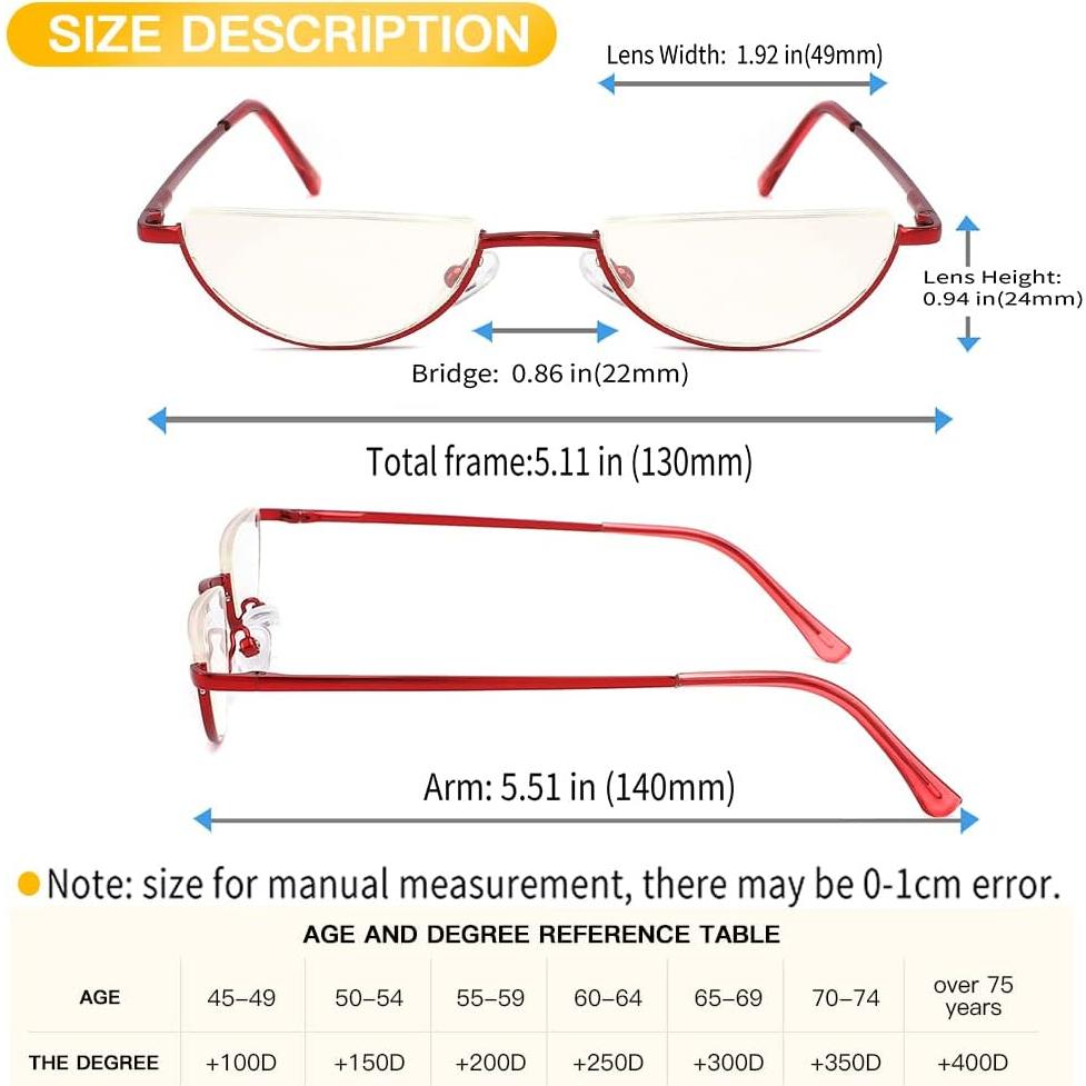 Gafas de lectura TOUK media montura anti luz azul UV400 3 pcs