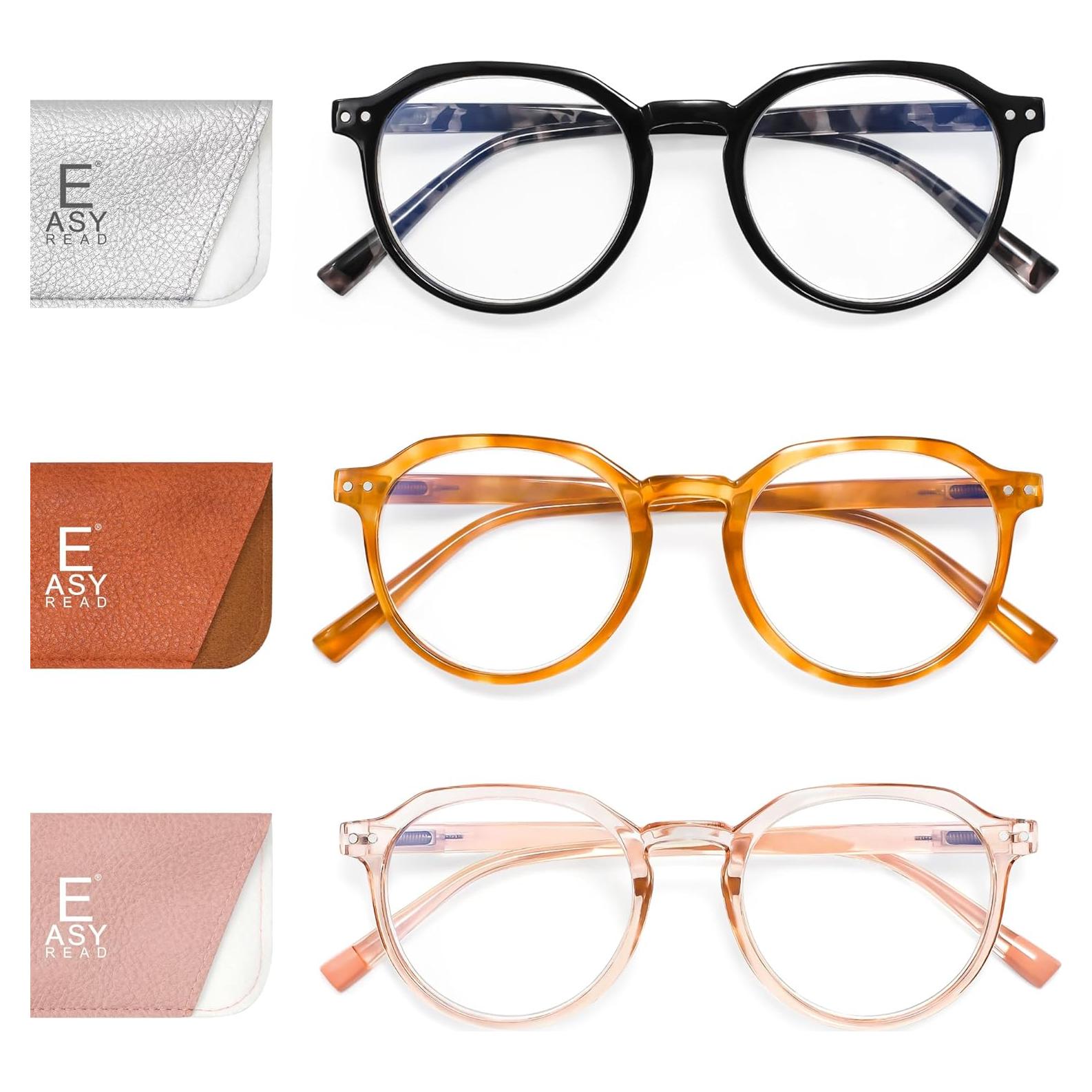 EASY READ 3 Pares Gafas de Lectura Redondas con Luz Azul