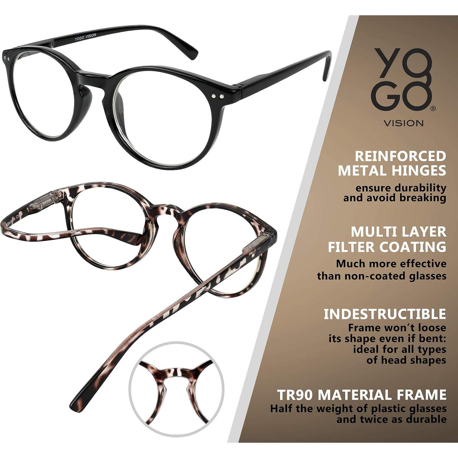 Gafas de Lectura Yogo Vision Anti Luz Azul 4 PARES 2.5x