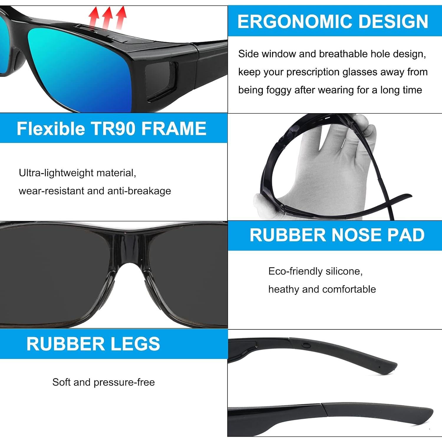 Gafas de sol JIANGTUN Fit Over grandes polarizadas UV400