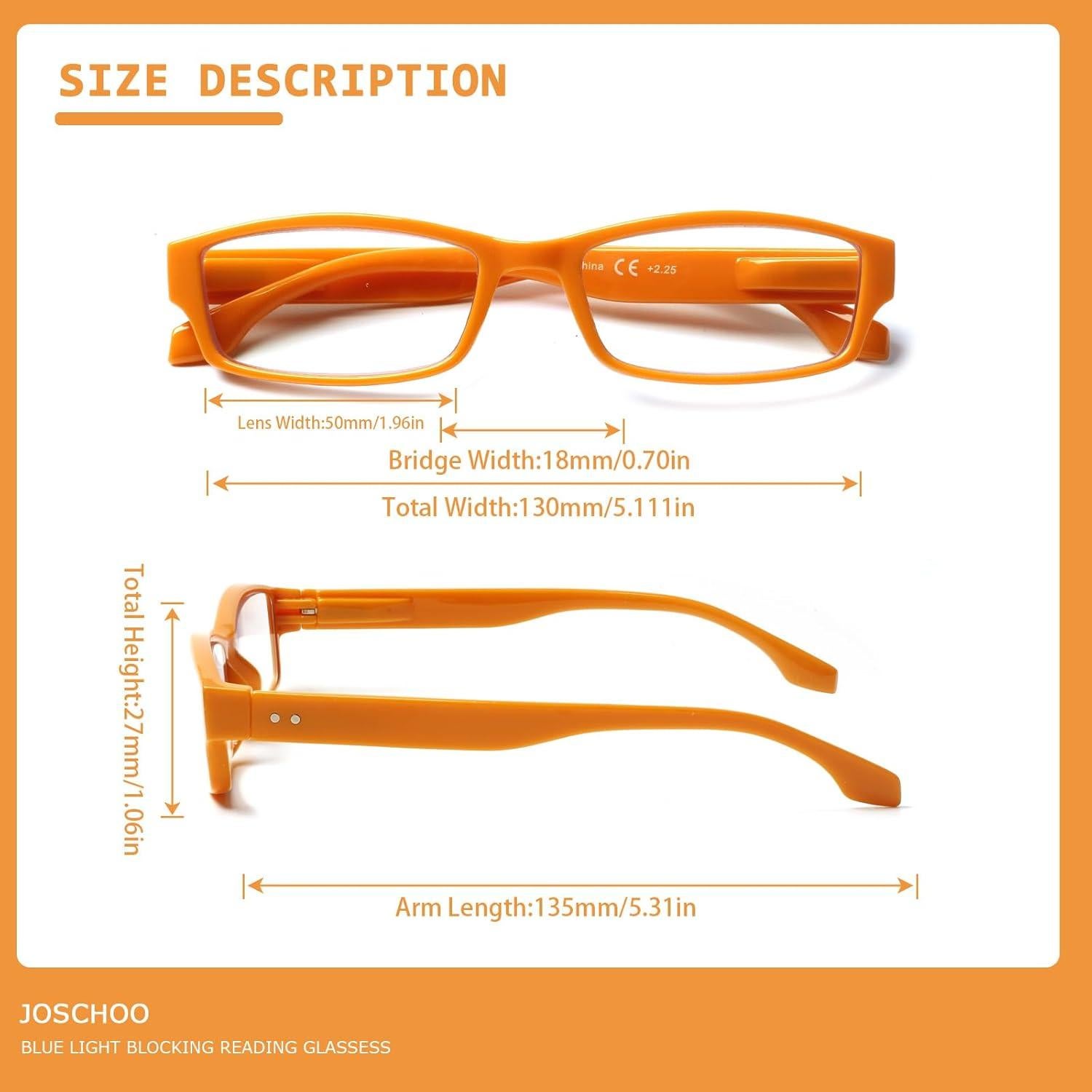 Gafas de Lectura JOSCHOO Unisex con Filtro Luz Azul 0.75x