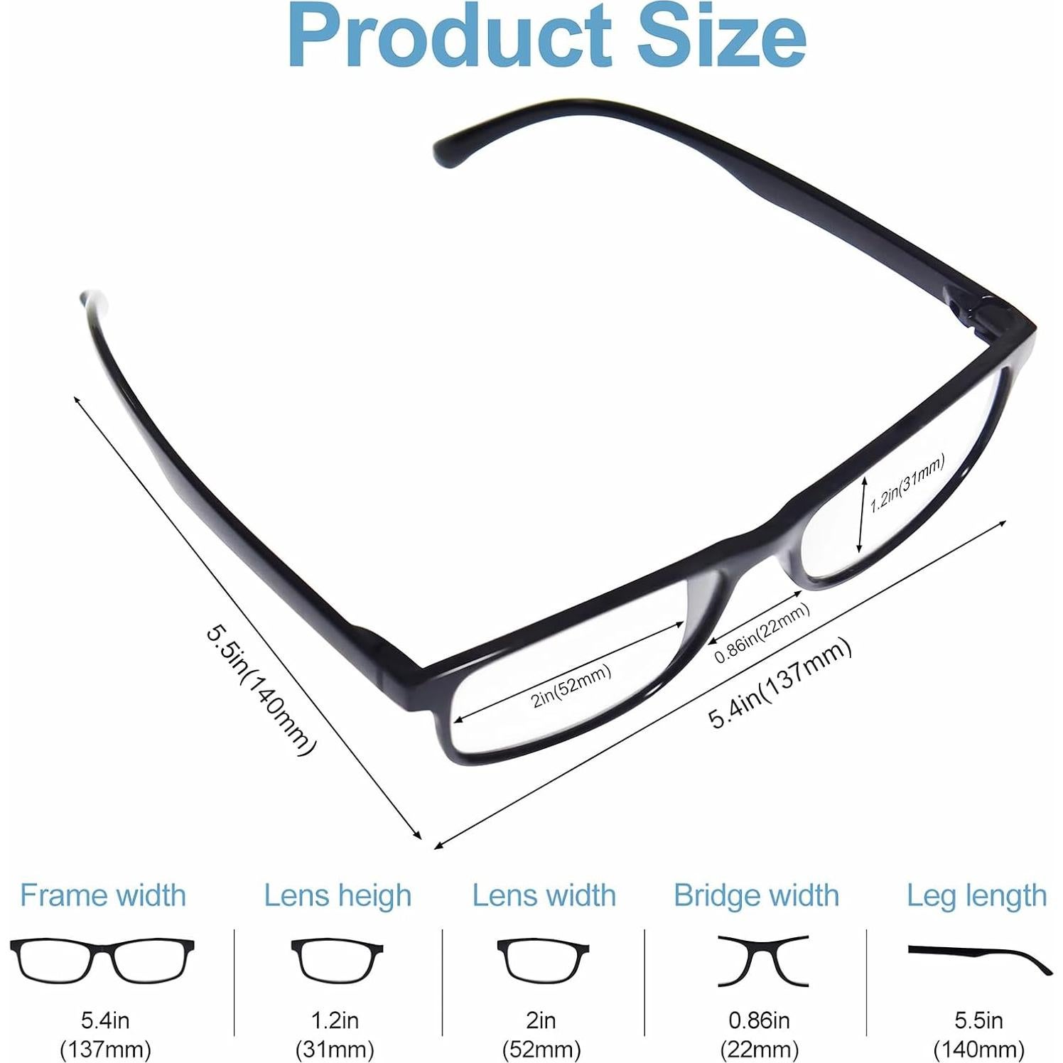 Paquete de 5 Gafas de Lectura Anti-Luz Azul UV400 Unisex