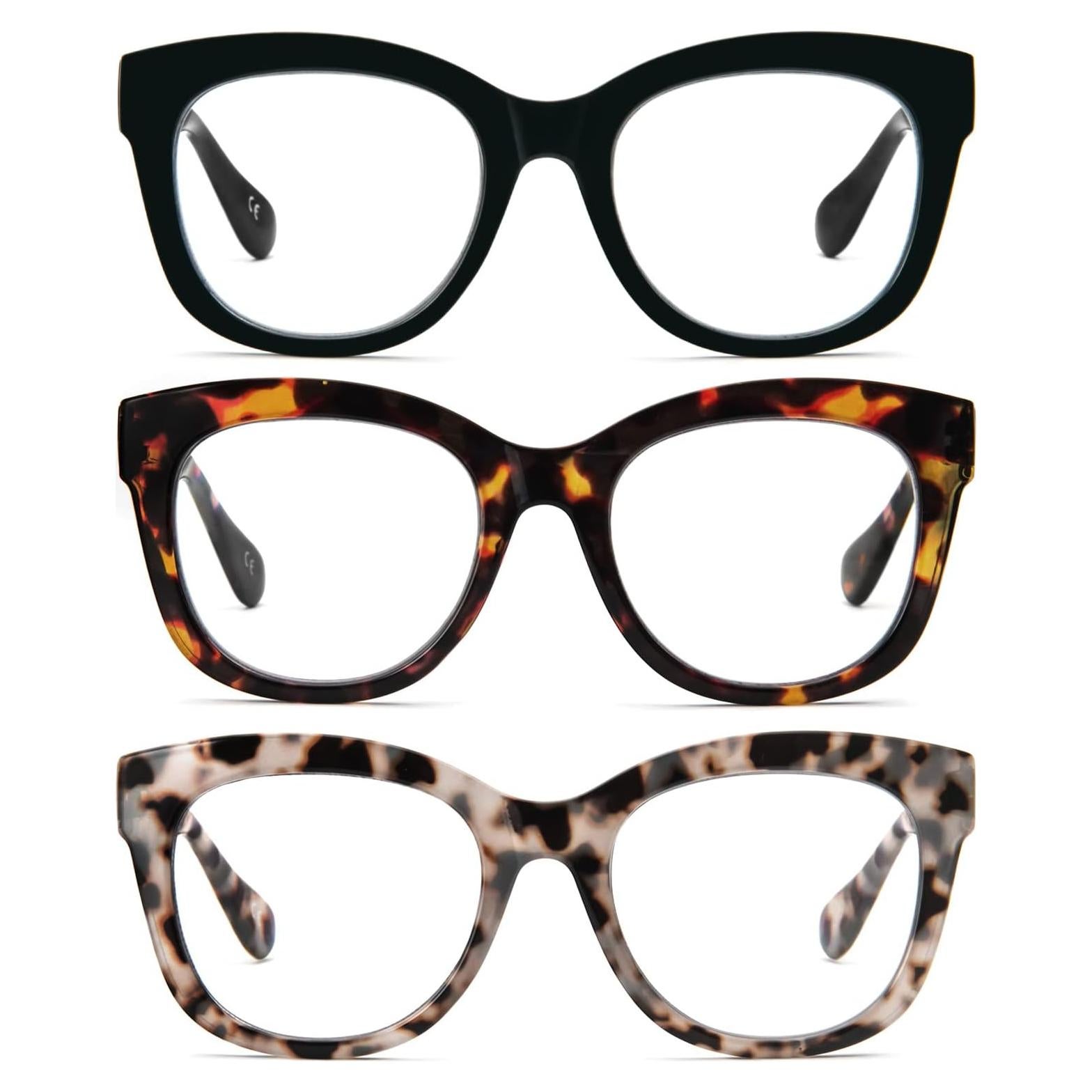 Gafas de lectura PRTCSLWD para mujeres, paquete de 4, filtro luz azul