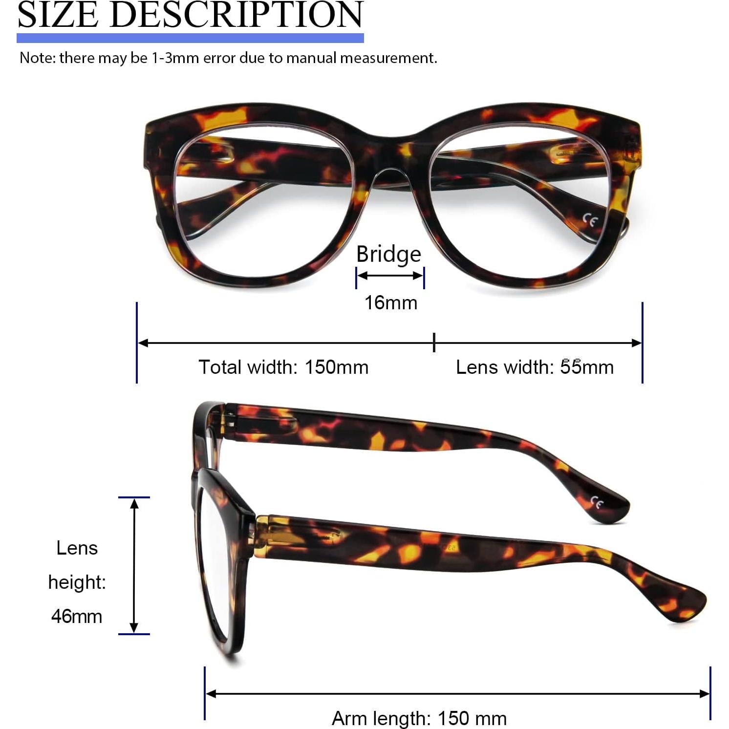 Gafas de lectura PRTCSLWD para mujeres, paquete de 4, filtro luz azul