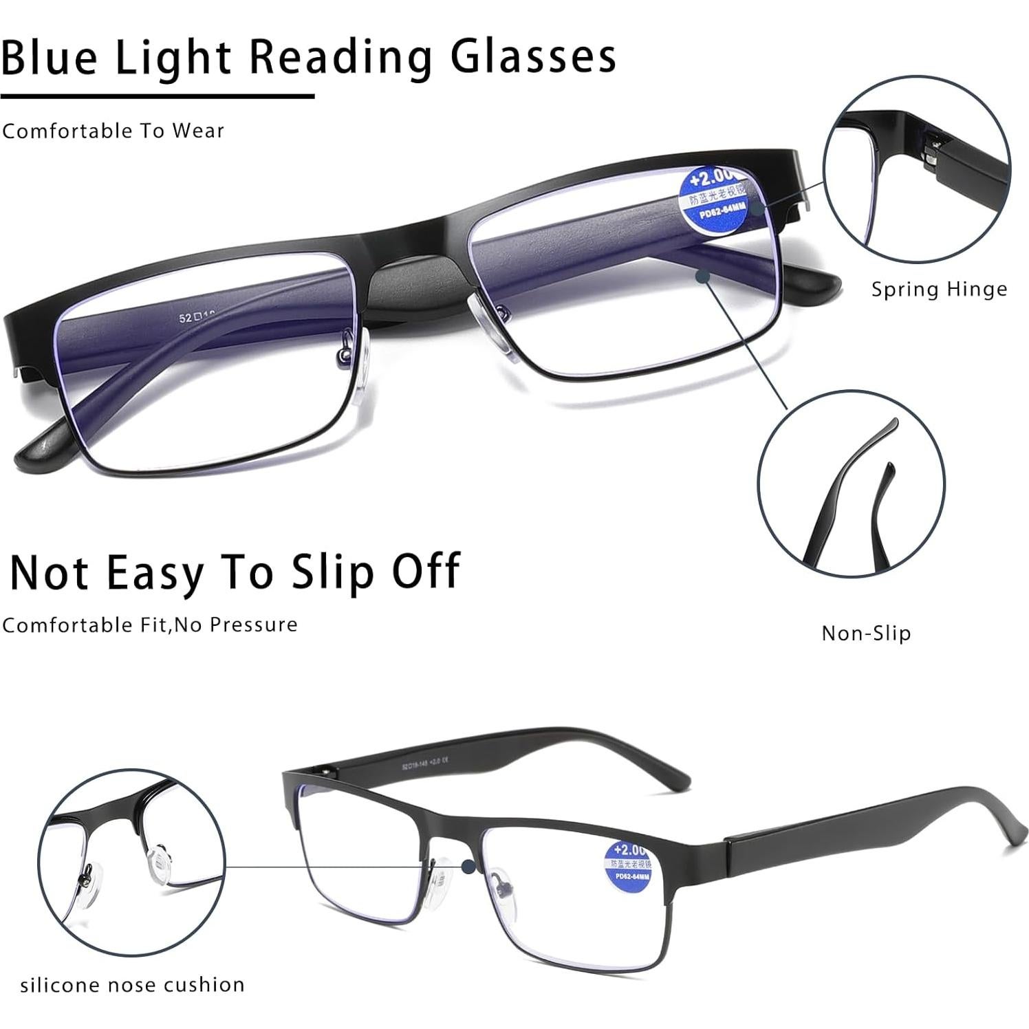 Gafas de lectura Dccdllo 3 Pares +2.0 Bloqueo luz azul