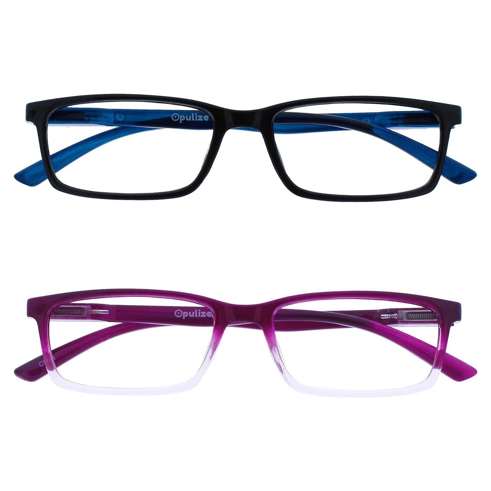 Gafas bloqueadoras de luz azul Opulize SEE unisex, marco estrecho, 2 unidades