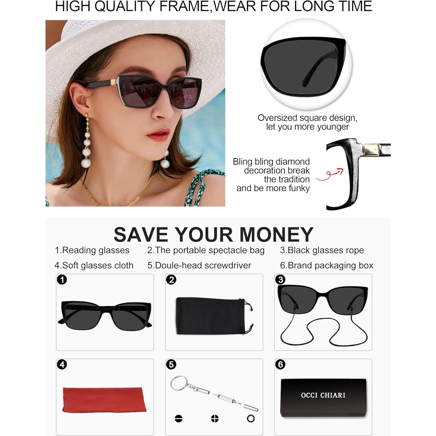 Gafas de Sol Lectoras OCCI CHIARI UV400 Talla Grande 2.0x