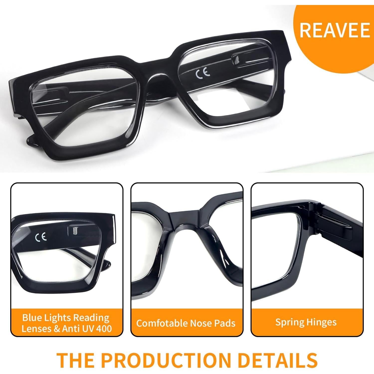 Gafas de Lectura REAVEE 3 Paquete con Bloqueo de Luz Azul