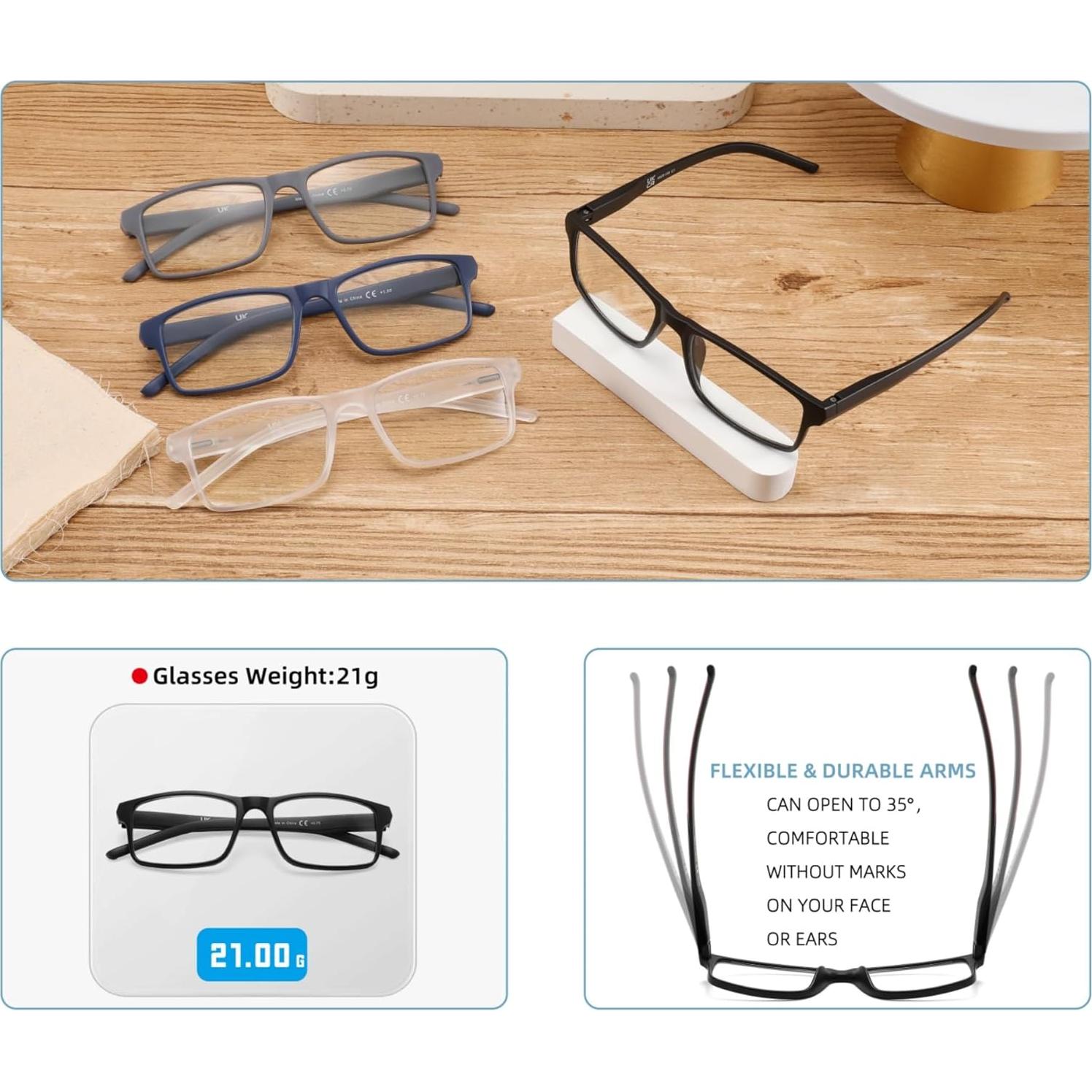 Gafas de Lectura MODFANS 4 Paquetes con Filtro Luz Azul 2.75x