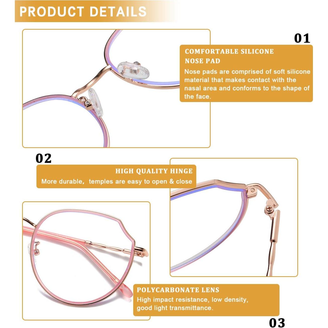 Gafas de Luz Azul DUCO W014 para Mujeres y Hombres - Rosa