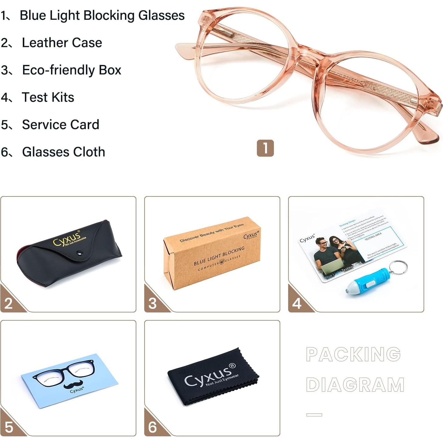 Gafas de Luz Azul Cyxus para Mujeres Redondas TR90 Rosa