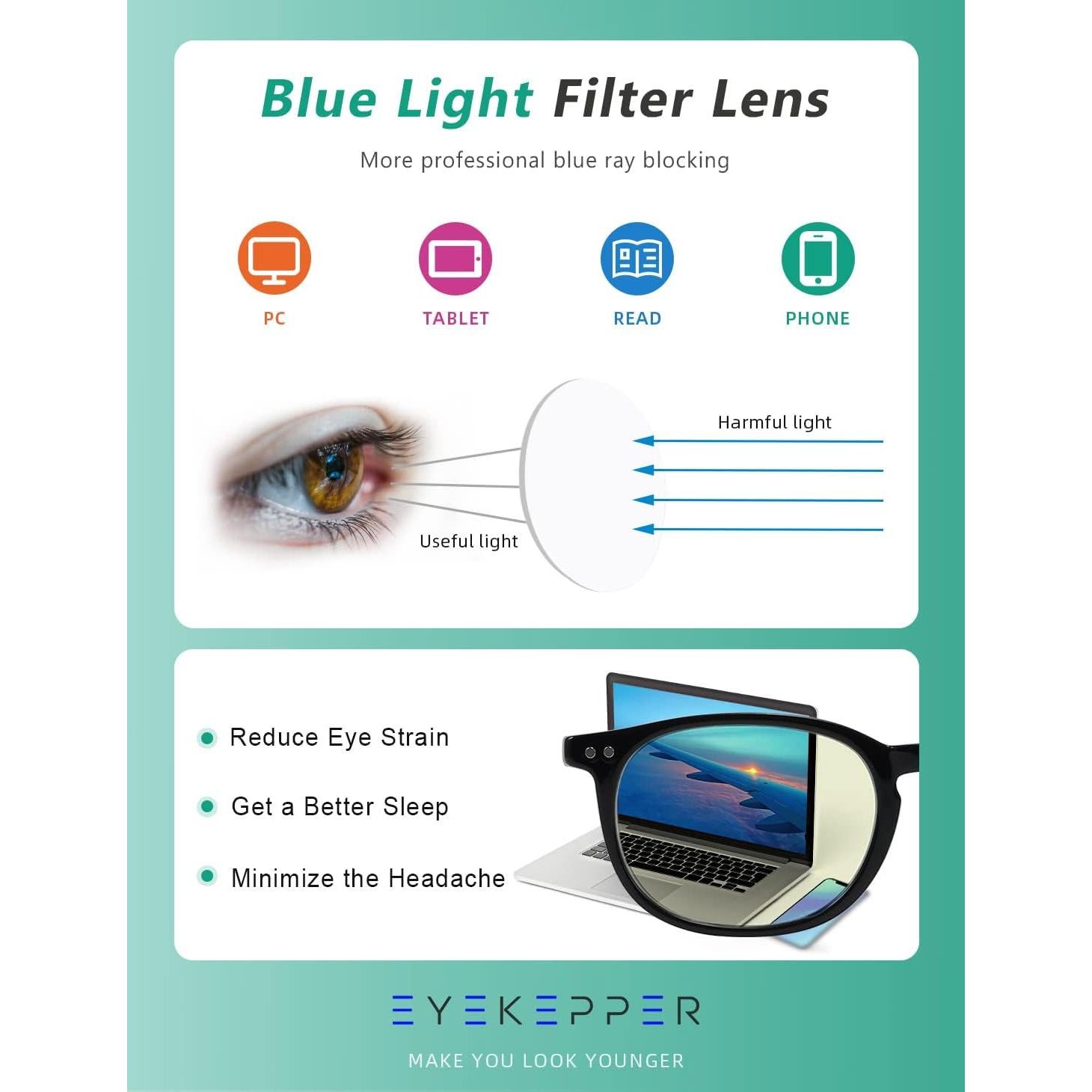 Gafas de lectura Eyekepper bloqueadoras luz azul 2.0x