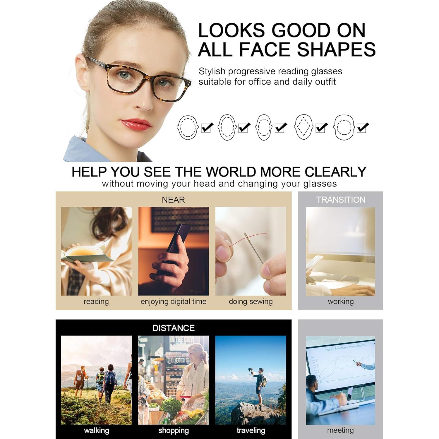 Gafas de Lectura Progresivas MARE AZZURO Mujeres 3.5x Bloqueo Azul