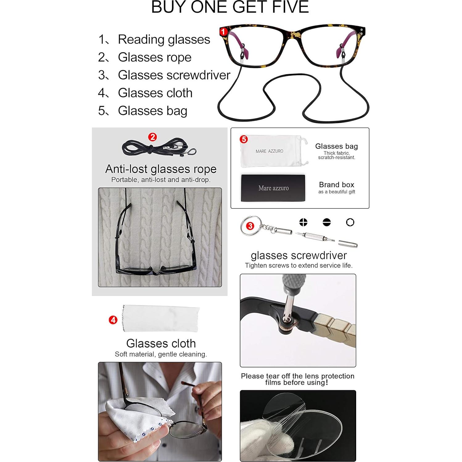 Gafas de Lectura Progresivas MARE AZZURO Mujeres 3.5x Bloqueo Azul