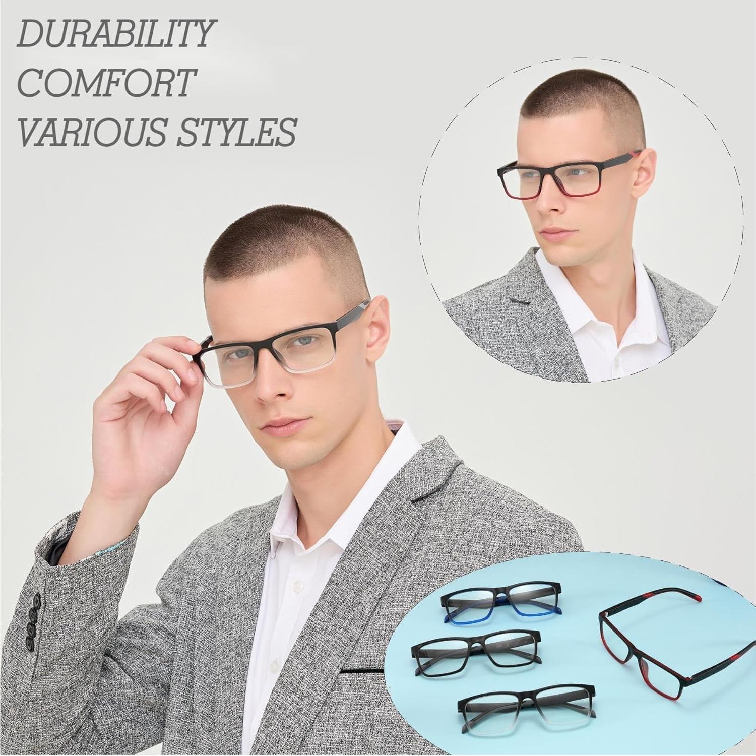 Paquete de 4 Gafas de Lectura Acavefox 2.5x para Hombres