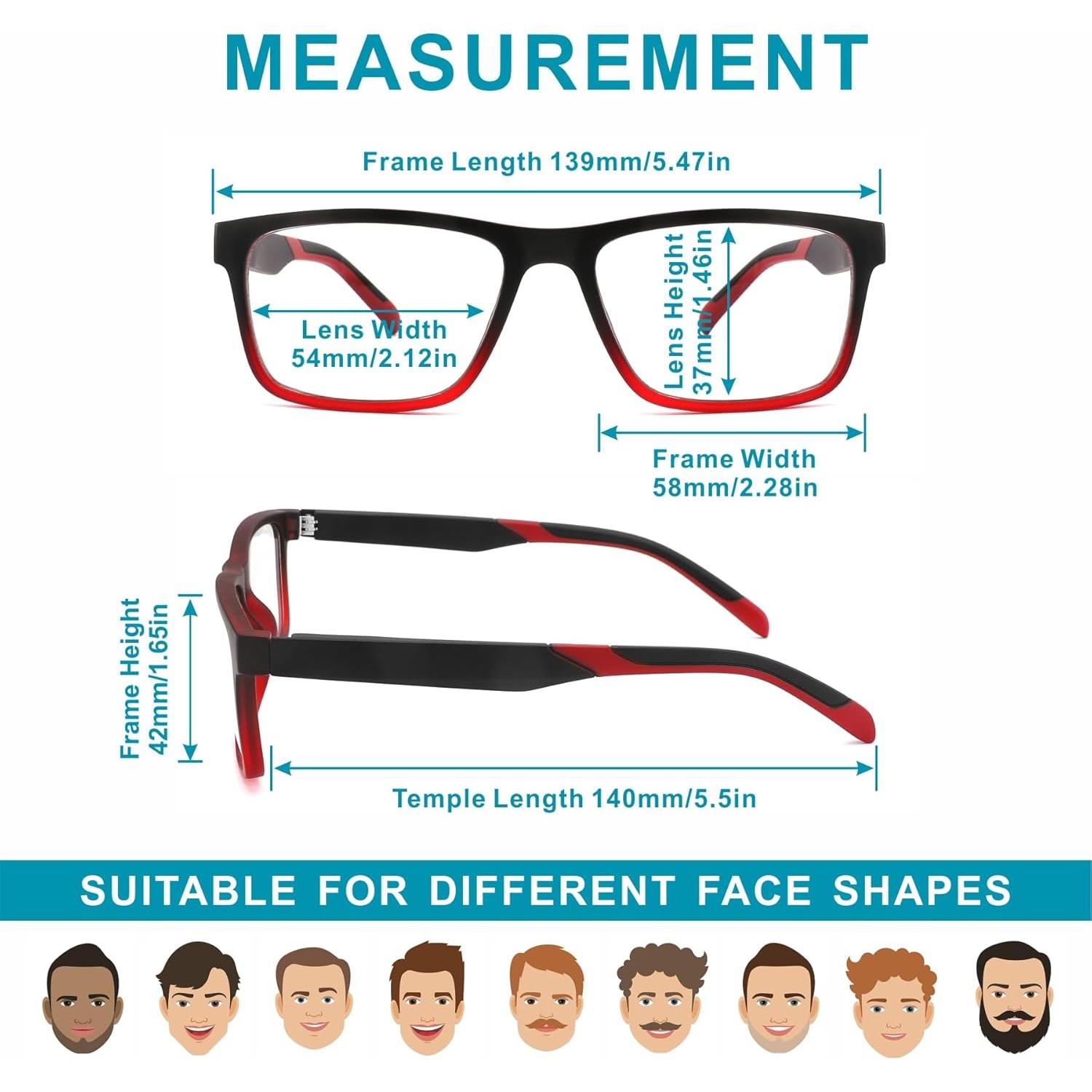 Paquete de 4 Gafas de Lectura Acavefox 2.5x para Hombres